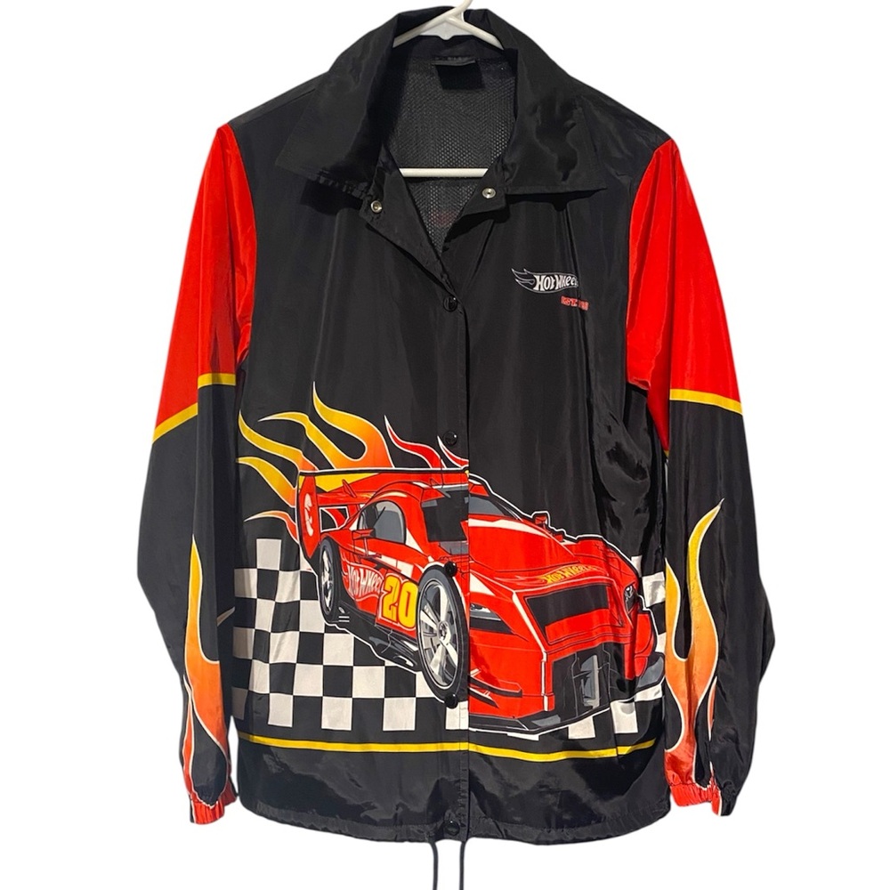 Hot Wheels Windbreaker Black Red Snap Front Lined SPEED MACHINE Unisex Small